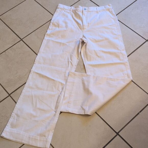 NWT J. Crew Drapey Denim Trouser White Cotton Blend Size 31 FLAWED - Picture 2 of 12